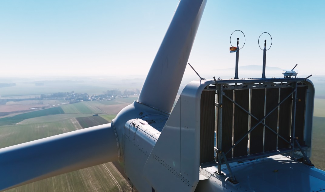 Wind turbine nacelle showing electrical infrastructure components, representing the medium-voltage environments where cable clamps and HRC fuse links are used.